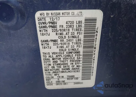 2018 Nissan Rogue Sl from USA, damaged, VIN JN8AT2MVXJW319292